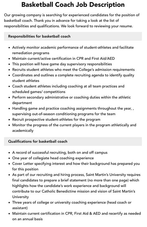 quality coach job description